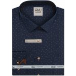 AMJ pánská košile z lyocellu dlouhý rukáv regular fit VDER1487 tmavě modrá s hnědými dvojčárkami – Zboží Dáma