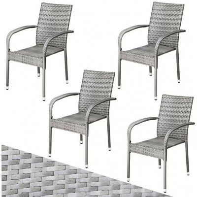 Casaria Stohovací židle z polyratanu Comfort sada 4 kusů šedá – Hledejceny.cz