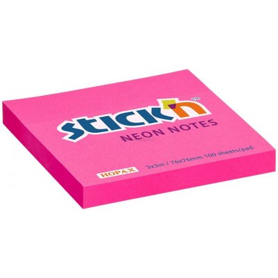 Samolepicí bloček Stick'n by Hopax Neon, 76 x 76 mm, 100 lístků, růžový – Hledejceny.cz
