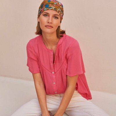 Vzdušná halenka s krátkými rukávy růžová – Hledejceny.cz