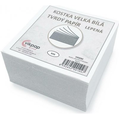 Vikpap VK030 - kostka velká, bílá, tvrdý papír 9 × 9 × 4,5 cm, 150 listů – Sleviste.cz