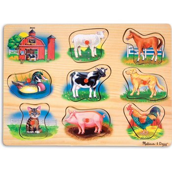 Melissa & Doug puzzle s úchyty a zvukem farma