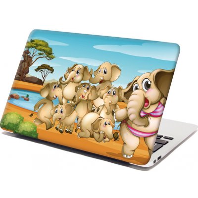Sablio Samolepka na notebook Sloni - 38x26 cm – Zboží Živě