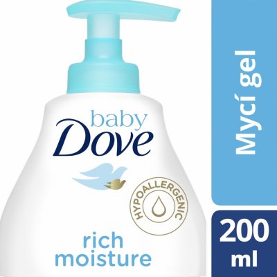 Dove Baby Rich Moisture mycí gel na tělo a vlásky s pumpičkou 200 ml – Zbozi.Blesk.cz