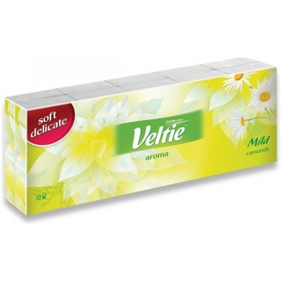 Veltie papírové kapesníčky heřmánek 3-vrstvé 10 x 10 ks – Zboží Dáma