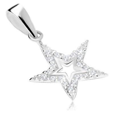 Šperky eshop Stříbrný 925 přívěsek kontura hvězdy zdobená čirými zirkony S59.24 – Zboží Mobilmania