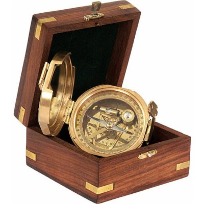 SEA CLUB Mosazný kompas Brunton průměr v dřevěné krabičce Ø 7,5 cm 8221