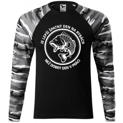 Pánské tričko pro rybáře Špatný den šedá camouflage – Zboží Mobilmania