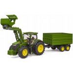 Bruder 3155 Traktor John Deere 7R 350 s čelním nakladačem a přívěsem – Zboží Mobilmania