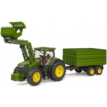 Bruder 3155 Traktor John Deere 7R 350 s čelním nakladačem a přívěsem