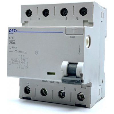 OEZ Proudový chránič LFE 42395 25A / 4P / 30mA LFE 42395 25A/4P/30mA 6kA – Hledejceny.cz