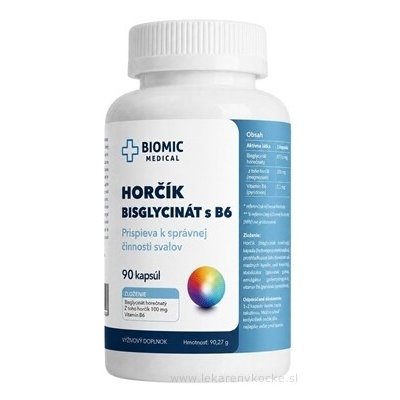 BIOMIC Hořčík bisglycinát s vitamínem B6 90 kapslí – Hledejceny.cz