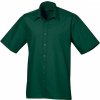 Pánská Košile Premier Workwear pánská popelínová pracovní košile s krátkým rukávem zelená lahvová