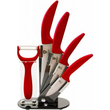 Royalty Line RL-C4ST-1123 5-dílná sada nožů, keramické nože se škrabkou, červená