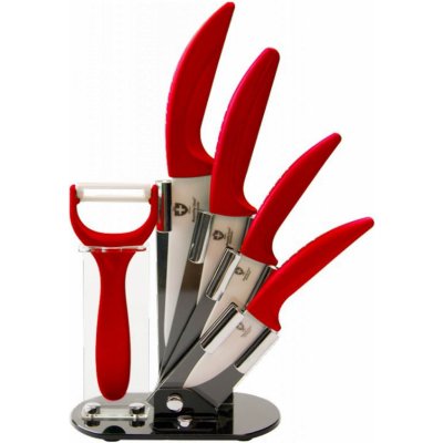 Royalty Line RL-C4ST-1123 5-dílná sada nožů, keramické nože se škrabkou, červená – Zboží Mobilmania