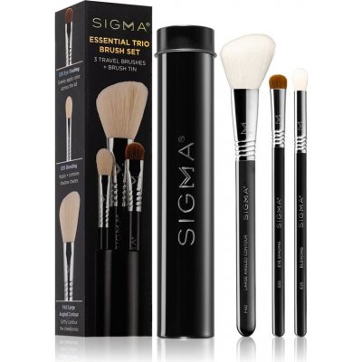 Sigma Beauty Essential Trio Brush Set E25 plochý štětec na oční stíny 1 ks + E55 štětec na stínování a přechody 1 ks + F40 štětec na pudr a tvářenku 1 ks + pouzdro na štětce 1 ks