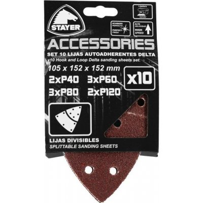 Papír brusný k bruskám DELTA 150, 105 x 152 x 152 mm - zrno 40-120, 10 ks, STAYER – Zboží Dáma