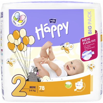 bella baby Happy Mini s indikátorem moči 2 3-6 kg BickPack 78 ks – Hledejceny.cz