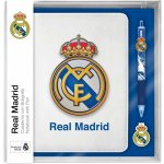CurePink Prémiový set blok A5 s vícebarevnou propiskou FC Real Madrid Klubový znak A5 15 x 21 x 2 cm RM00021 – Zboží Živě