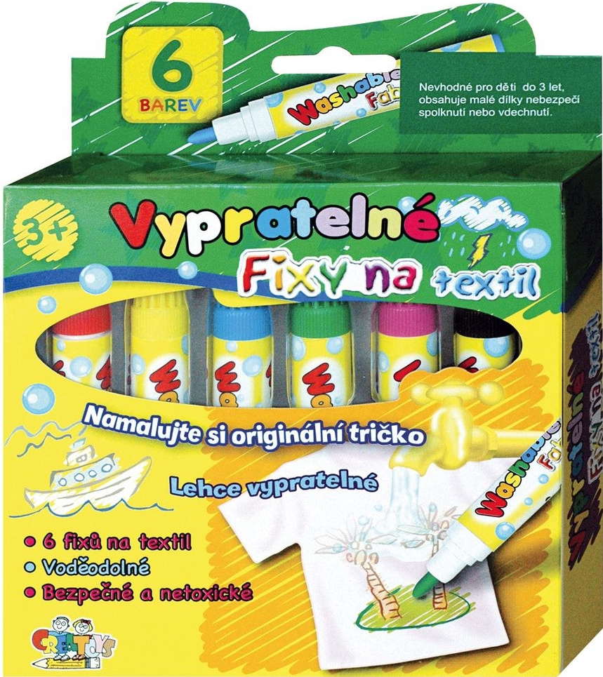 Fixy na textil vypratelné 6ks v krabičce od 69 Kč - Heureka.cz
