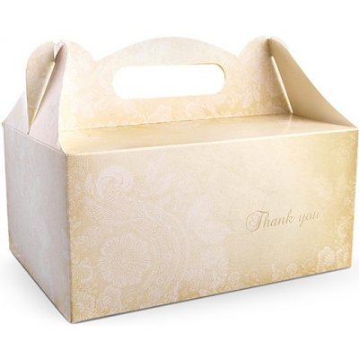PartyDeco Krabička na svatební výslužku champagne s ornamentem 10 ks - krabičky na svatební výslužky, cukroví, koláčky