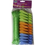 Home Line šňůra prádelní pletená JUMBO 12 ks kolíčků 20 m – Zboží Dáma