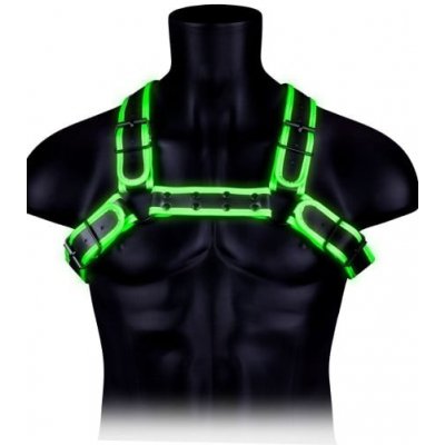 Kožený harness Ouch! Glow in the Dark Buckle Bulldog S/M svítící pánský kožený postroj – Zboží Mobilmania