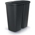 Prosperplast Odpadkový koš COMPACTA Q DUO - 45 l recyklovaná černá s černým víkem – Zboží Dáma