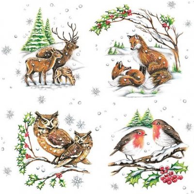 Daisy ubrousky 3N 20ks Vánoce zimní zvířátka 33x33cm – Zboží Dáma