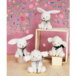 Doudou et Compagnie Paris Doudou plyšový králíček s šátkem 12 cm žlutá s kytičkami