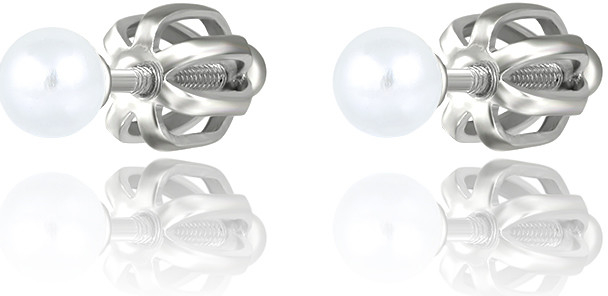 Olivie stříbrné náušnice na šroubek sladkovodní perly 5410