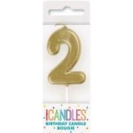 Unique Svíčka dortová číslo 2 malá zlatá – Sleviste.cz