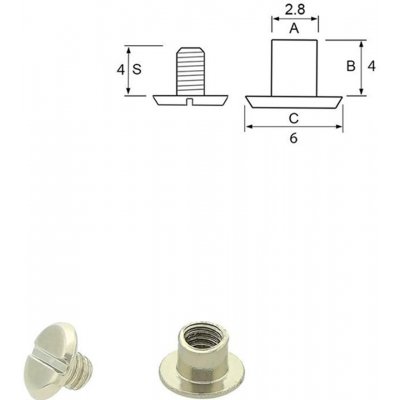 Pro Háčkování Nýt šroubovací 4 mm Ø 2,8 mm nikl Počet: 1 ks – Zboží Dáma