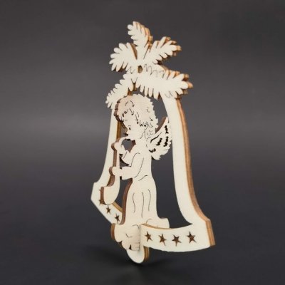 AMADEA Dřevěná ozdoba 3D zvonek anděl se saxofonem 9 cm – Hledejceny.cz