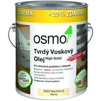 Osmo 3062 Tvrdý voskový olej Original 3 l Bezbarvý matný – Zboží Mobilmania