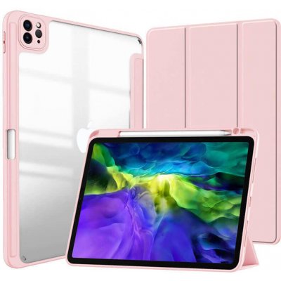 SES 2v1 Smart flip cover + zadní silikonový ochranný obal s držákem na pero pro Apple iPad 10.2" 2021 9. generace 12234 světle růžový