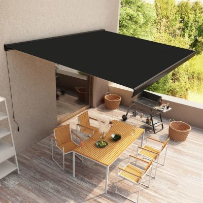 Dekorhome Kazetová markýza s ručním ovládáním 400x300 cm Bílá / antracit – Zbozi.Blesk.cz