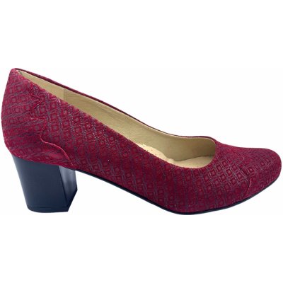 Dámské kožené lodičky Kira 3042 vínové – Zboží Dáma