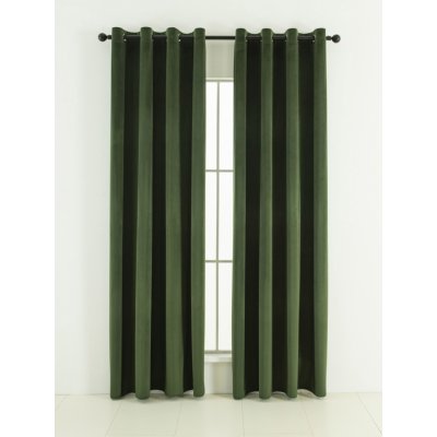 MKLuzkoviny.cz Sametové zatemňovací závěsy Cesar tmavě zelené - 140 x 180 cm (2ks) - kroužky – Zboží Mobilmania