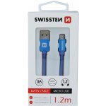 Swissten 71522208 USB 2.0, zástrčka A - zástrčka micro B, opletený, 1,2m, modrý – Zbozi.Blesk.cz