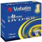 Verbatim DVD+RW 4,7GB 4x, jewel, 5ks (43229) – Zbozi.Blesk.cz