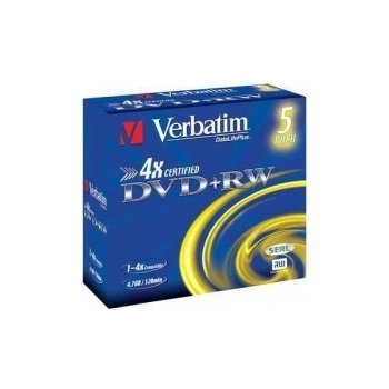 Verbatim DVD+RW 4,7GB 4x, jewel, 5ks (43229)