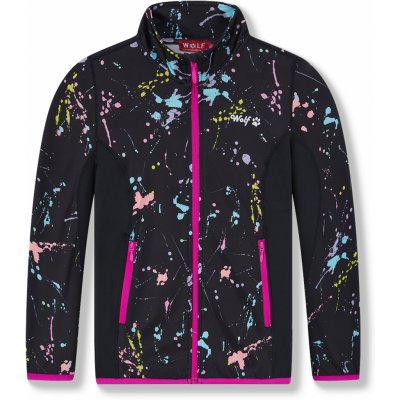 Wolf mikina M2542 černá sytě růžový zip – Sleviste.cz
