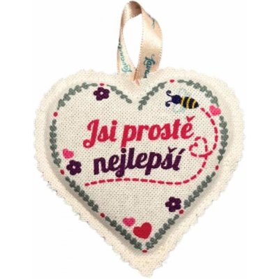 Lavandia vonné srdíčko k zavěšení Jsi prostě nejlepší s BIO levandulí na látce z plně recyklované bavlny 1 ks – Hledejceny.cz