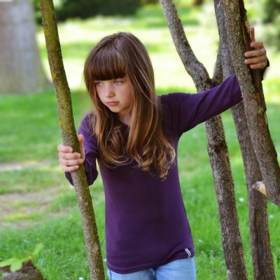 Crawler Merino tričko dlouhý rukáv kulatý výstřih tenké dětské Lilková – Zboží Mobilmania