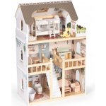 Ecotoys Dřevěný domeček pro panenky Laura 3 patra 5 místností 15 kusů nábytku – Hledejceny.cz