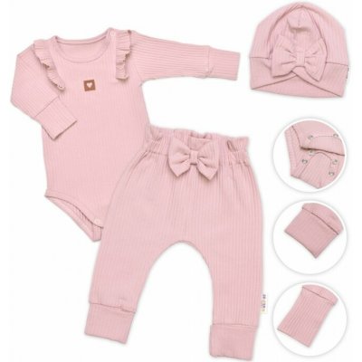 Žebrovaná rostoucí souprava 3D, Baby Girl pudrově růžová – Hledejceny.cz