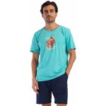 Pánské pyžamo s krátkým rukávem a kraťasy OPIČÍ relax 1P1901 zelená – Zboží Mobilmania