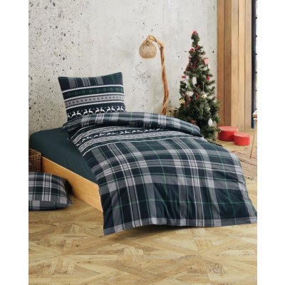 TiaHome Povlečení flanel vánoční Christmas time zelené 200x140 90x70 – Zbozi.Blesk.cz