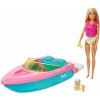 Panenka Barbie Barbie s lodí a štěňátkem